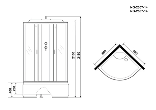 Душевая кабина Niagara Classic 25071434 80х80 четверть круга с крышей ориентация универсальная - фото 4